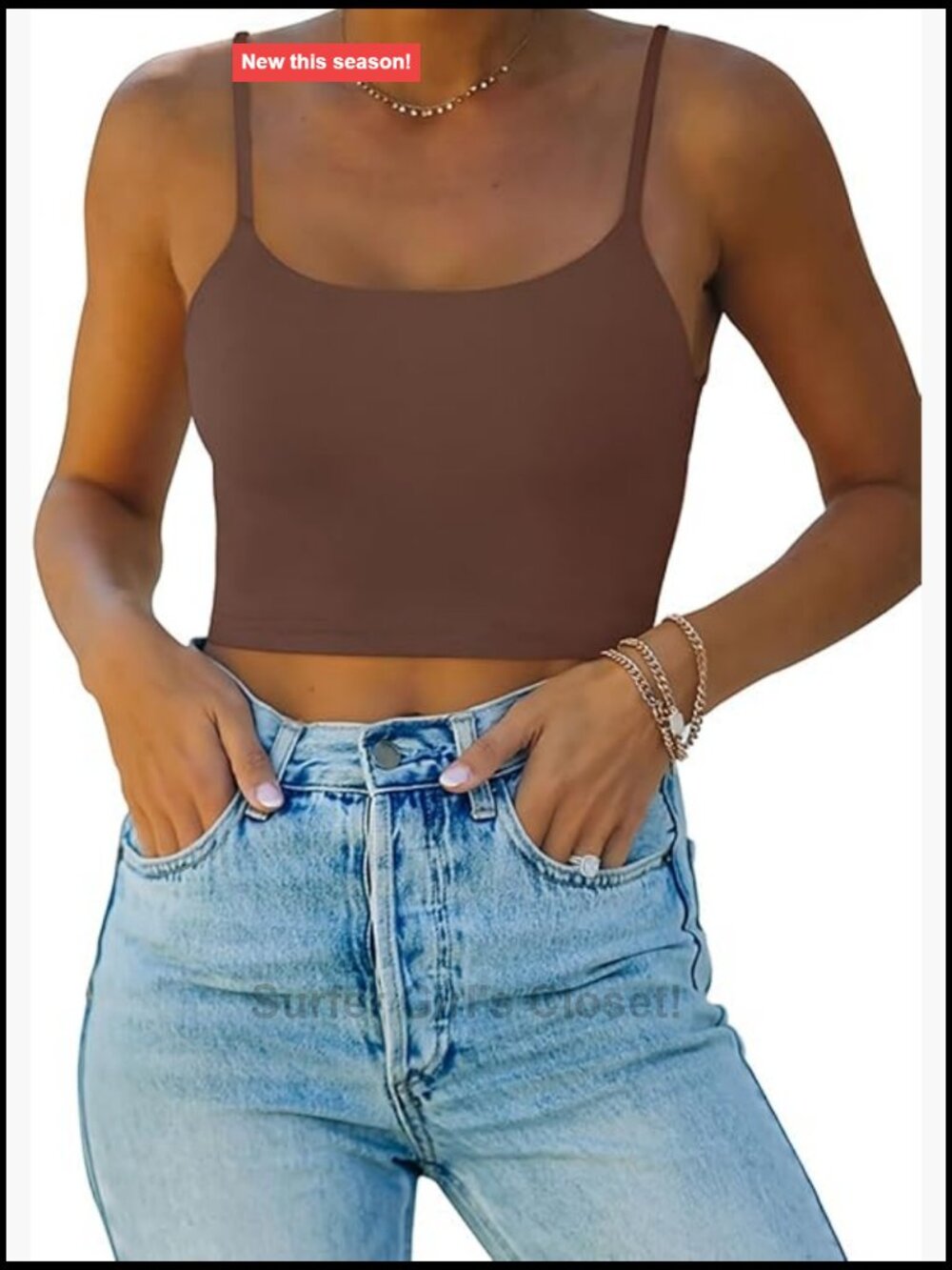 Seamless Crop Tank, Double Lined, Adjustable Straps, Yoga